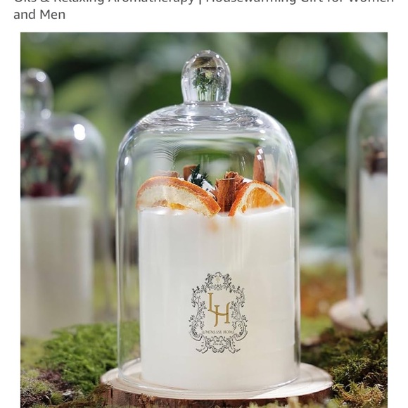 White Scented Candle with Glass Cloche - Picture 2 of 7